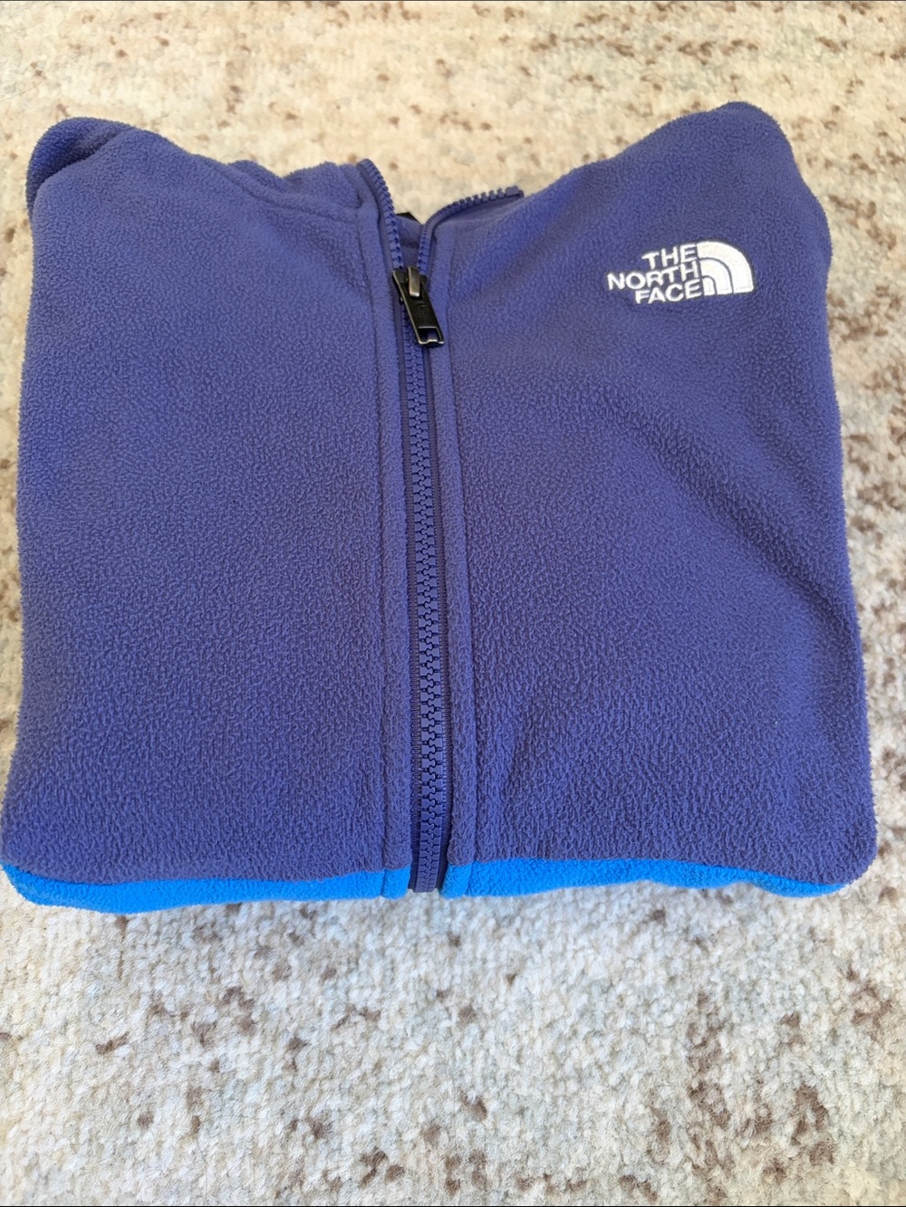 The North Face Two-Tone Purple and Blue Kids Hooded Fleece Jacket